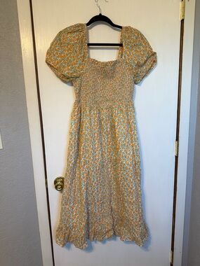 J. Crew Orange Peach Smocked Dress